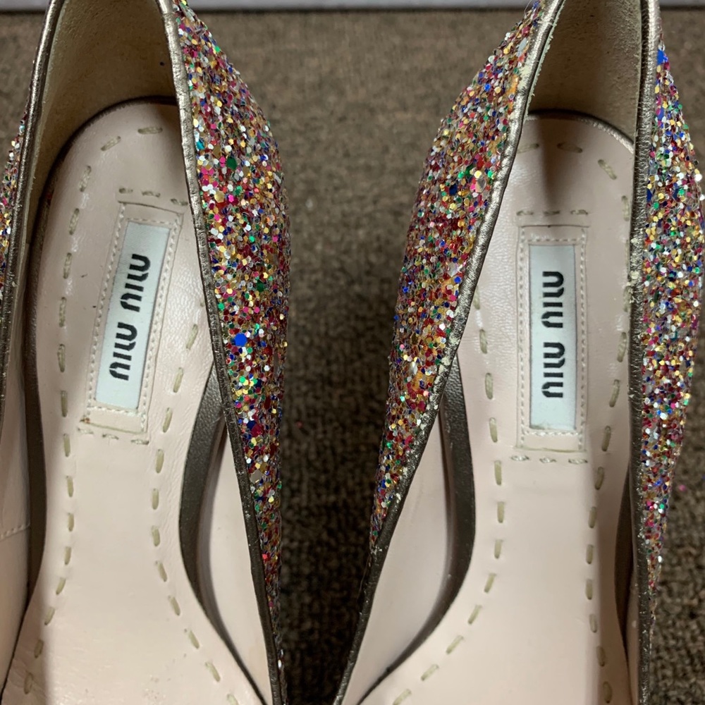 Miu Miu Rainbow Glitter Pointed-toe Pumps - Picture 7 of 9